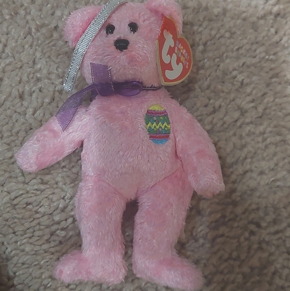 Ty Teenie Beanie "EGGS" Easter Sping Pink Bear 2001- 5" Classic Mini Collection - Picture 6 of 7